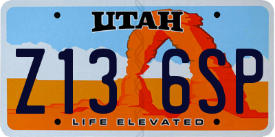 UT license plate Z136SP