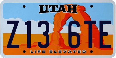 UT license plate Z136TE