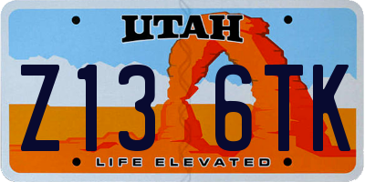 UT license plate Z136TK