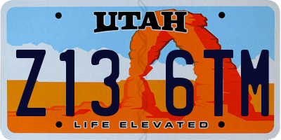 UT license plate Z136TM