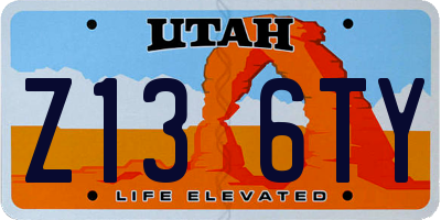 UT license plate Z136TY