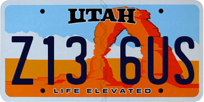 UT license plate Z136US