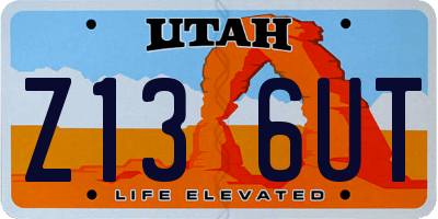 UT license plate Z136UT
