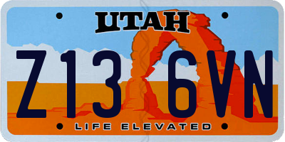 UT license plate Z136VN