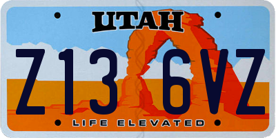 UT license plate Z136VZ