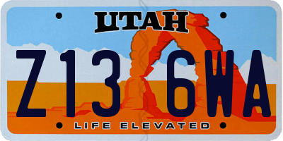 UT license plate Z136WA