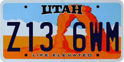 UT license plate Z136WM