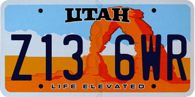 UT license plate Z136WR