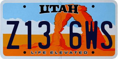 UT license plate Z136WS