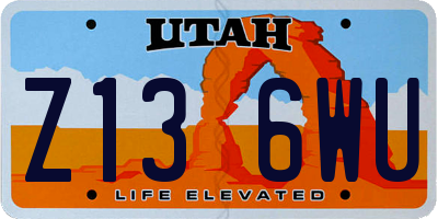 UT license plate Z136WU
