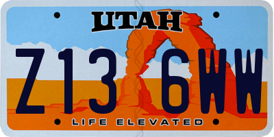 UT license plate Z136WW