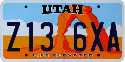UT license plate Z136XA