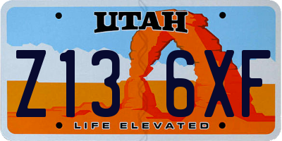 UT license plate Z136XF