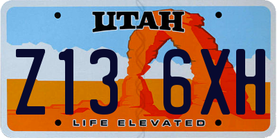 UT license plate Z136XH