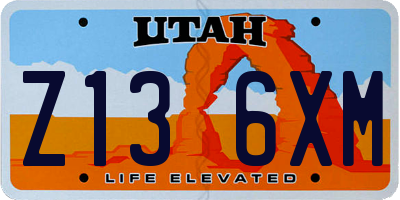 UT license plate Z136XM
