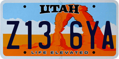 UT license plate Z136YA
