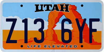 UT license plate Z136YF