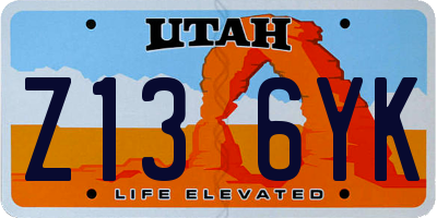 UT license plate Z136YK