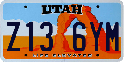 UT license plate Z136YM