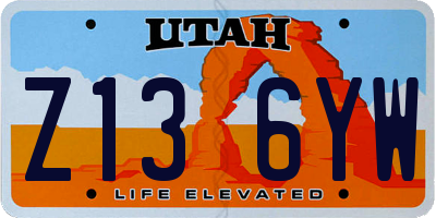 UT license plate Z136YW