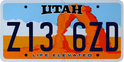 UT license plate Z136ZD