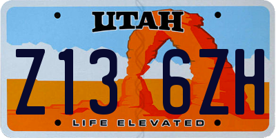 UT license plate Z136ZH