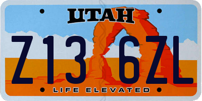 UT license plate Z136ZL