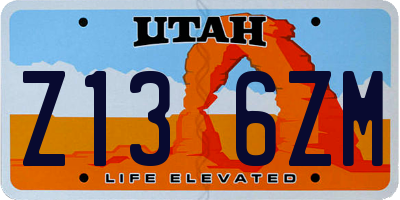 UT license plate Z136ZM