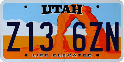 UT license plate Z136ZN