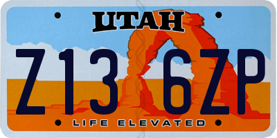 UT license plate Z136ZP