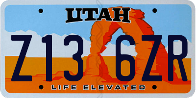 UT license plate Z136ZR