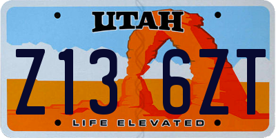 UT license plate Z136ZT