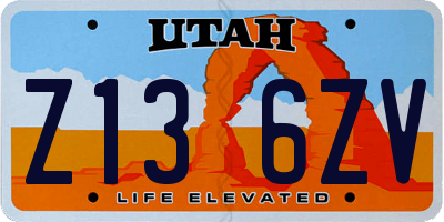 UT license plate Z136ZV