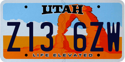 UT license plate Z136ZW
