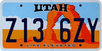 UT license plate Z136ZY