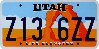 UT license plate Z136ZZ