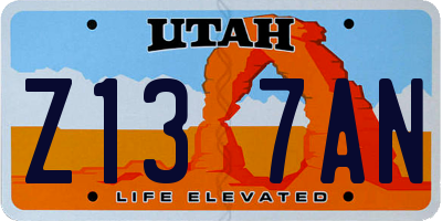 UT license plate Z137AN