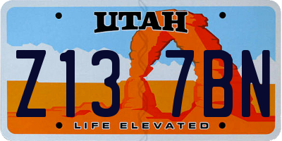 UT license plate Z137BN