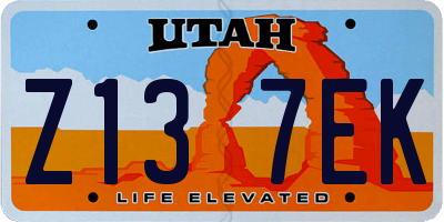 UT license plate Z137EK