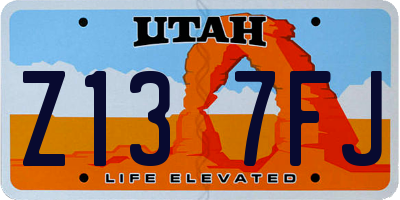 UT license plate Z137FJ