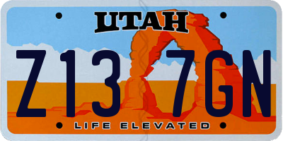 UT license plate Z137GN