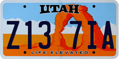UT license plate Z137IA