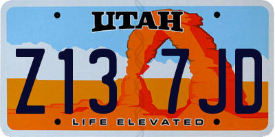 UT license plate Z137JD