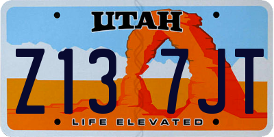 UT license plate Z137JT