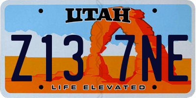 UT license plate Z137NE
