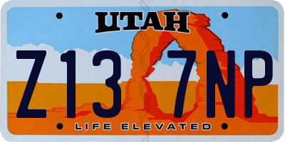 UT license plate Z137NP