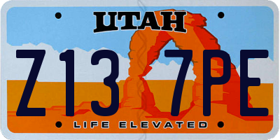 UT license plate Z137PE