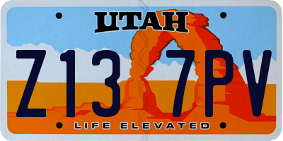 UT license plate Z137PV