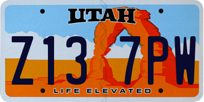 UT license plate Z137PW