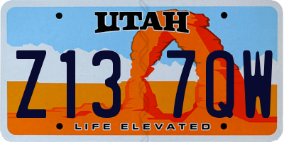 UT license plate Z137QW